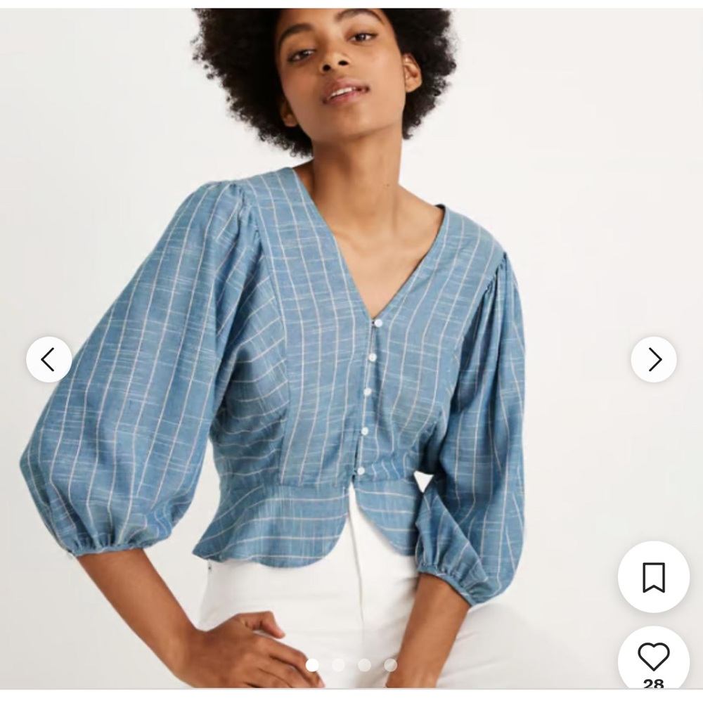 Madewell Blue Plaid Blouse